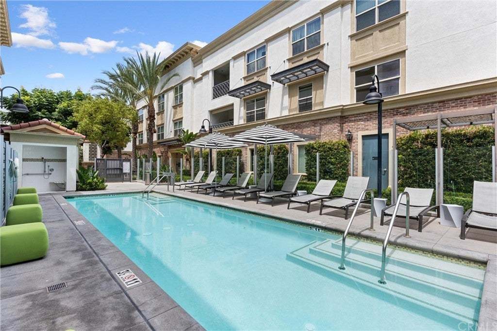 Swimming pool at The Domain loft and condo building in Anaheim, California